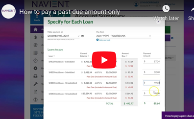Watch a video on how to pay a past due amount only